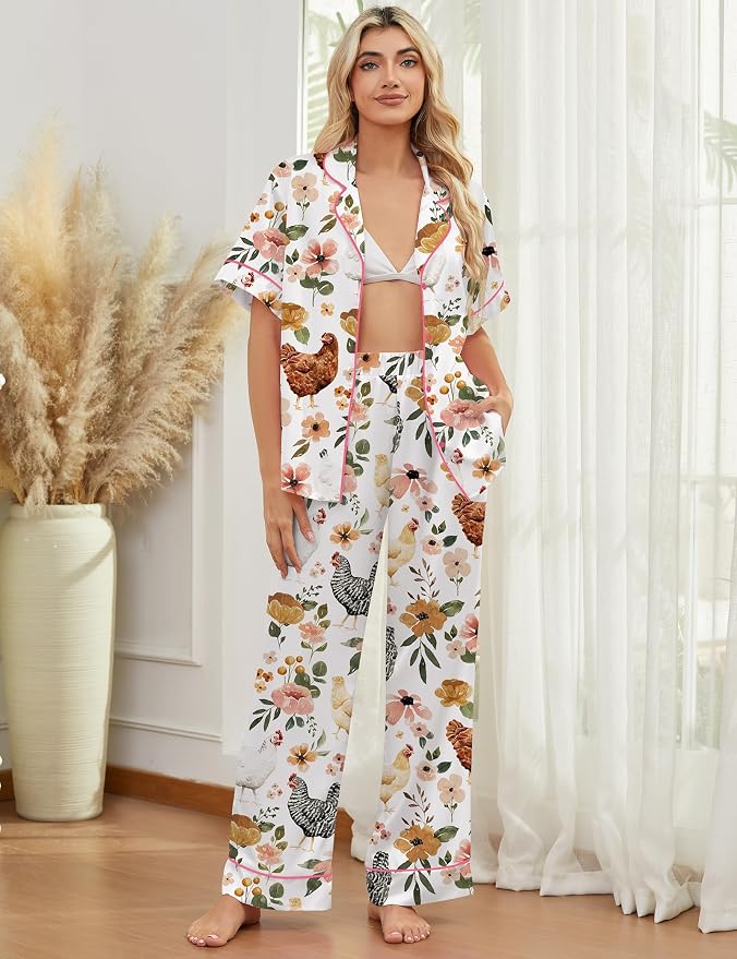 Farm Floral Chickens