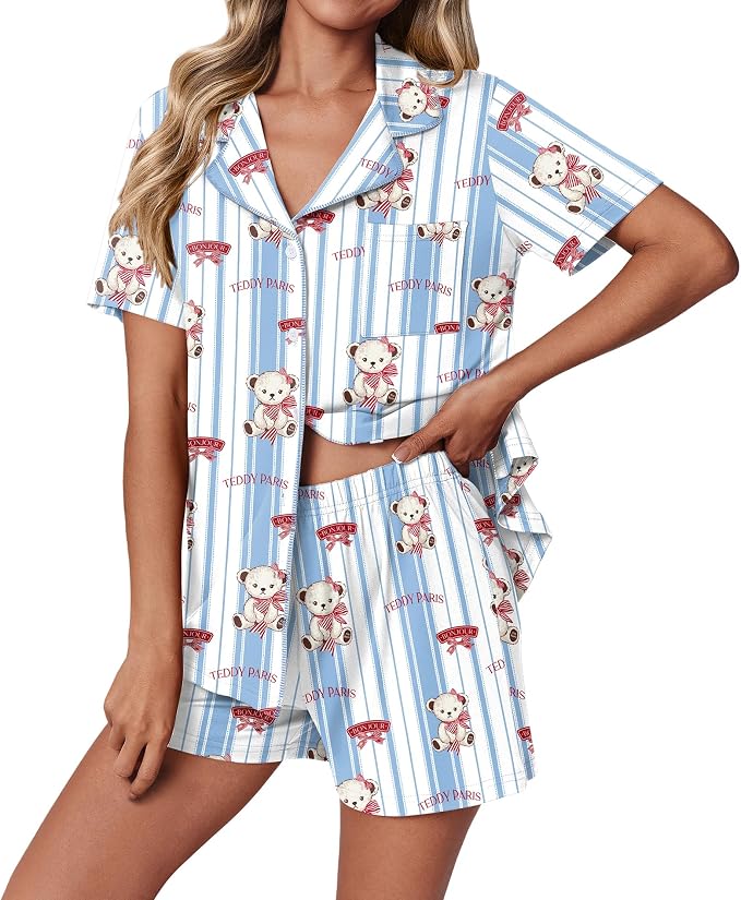 Blue Striped Teddy Bear