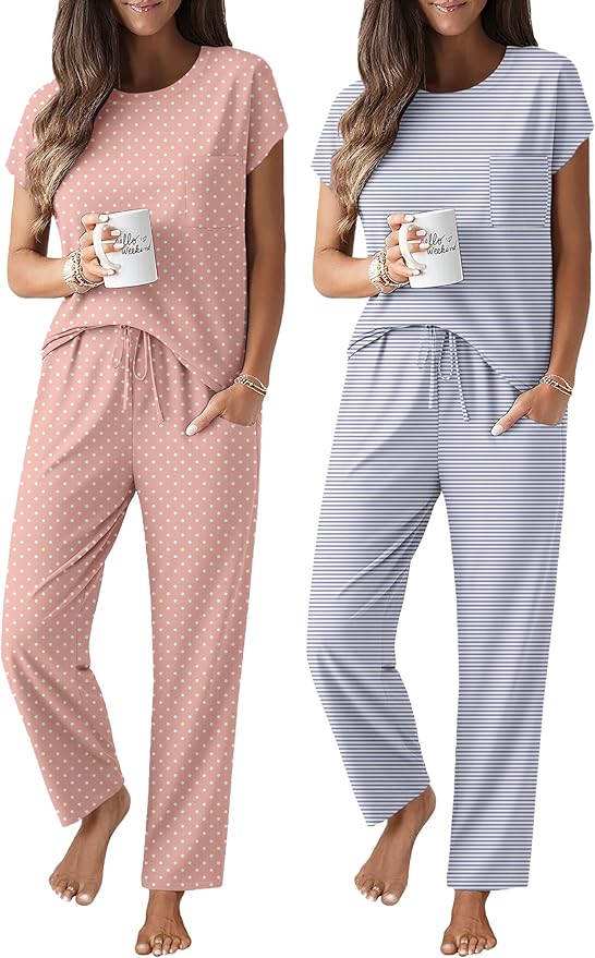 Pink Dots/Grey Stripe
