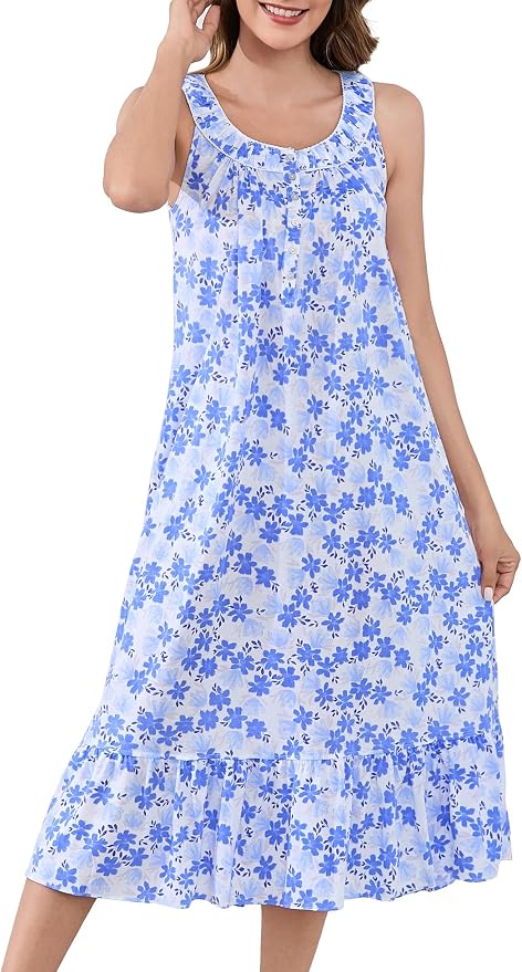 60% Cotton White Background, Blue Flower World