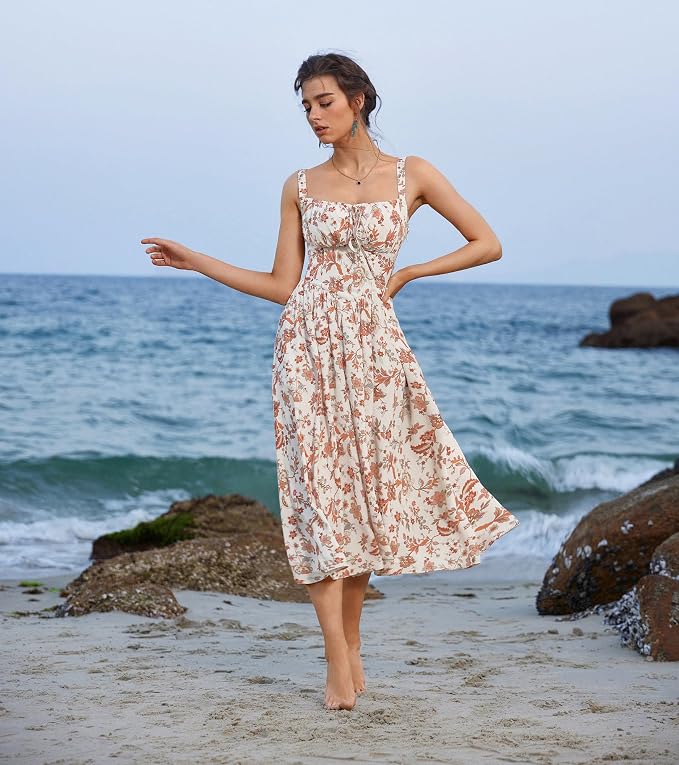 Beige Orange Floral