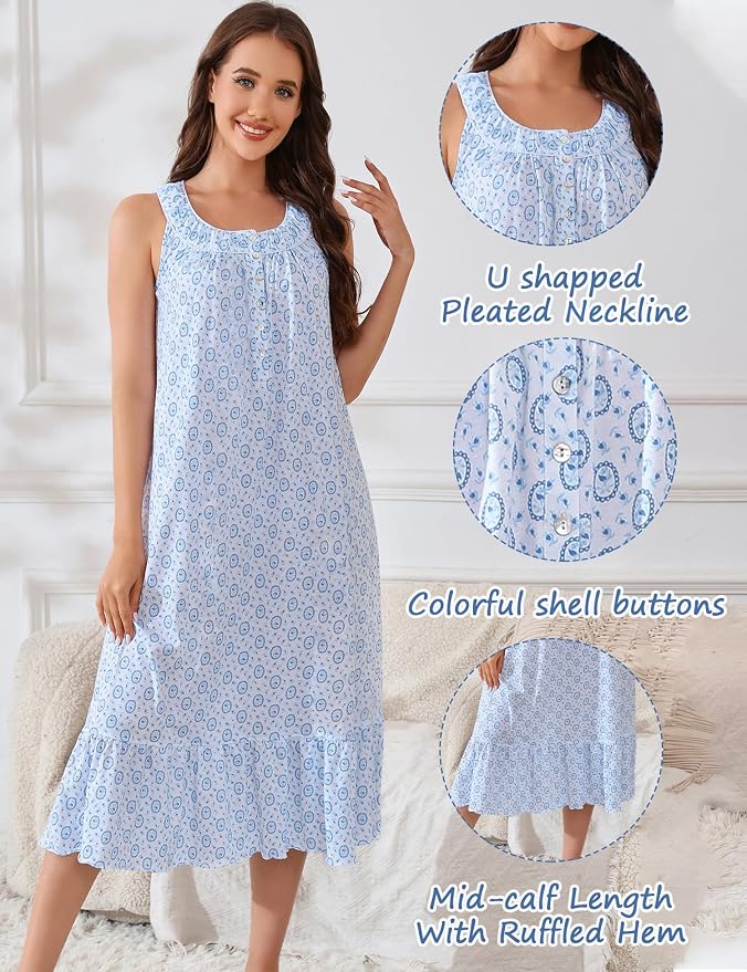 100% Cotton White Background, Blue Size Dots