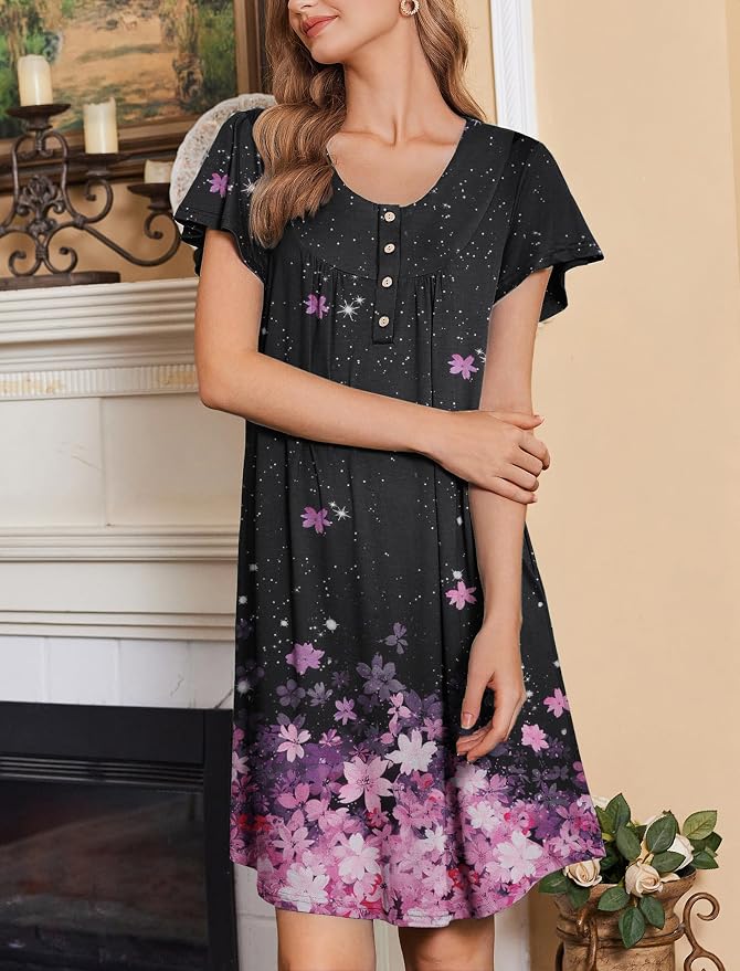 Floral Green/Cherry Blossoms Black