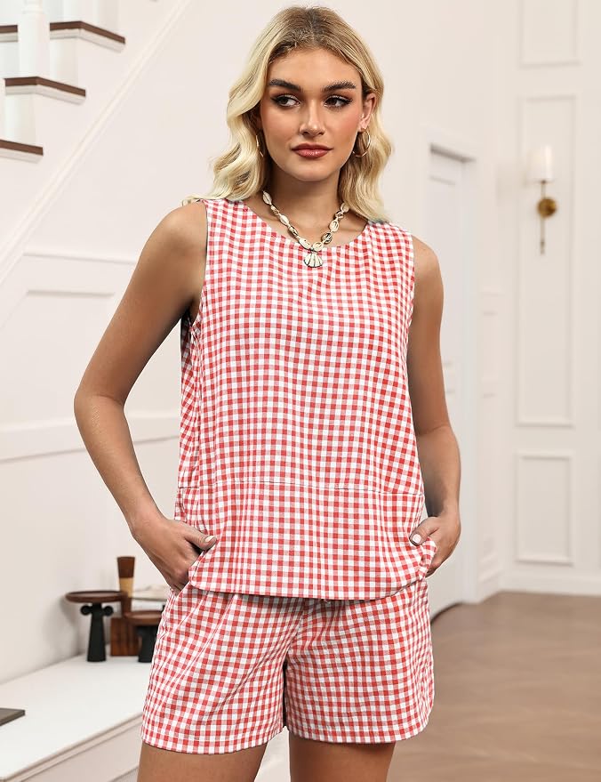 Watermelon Red & White Checkered
