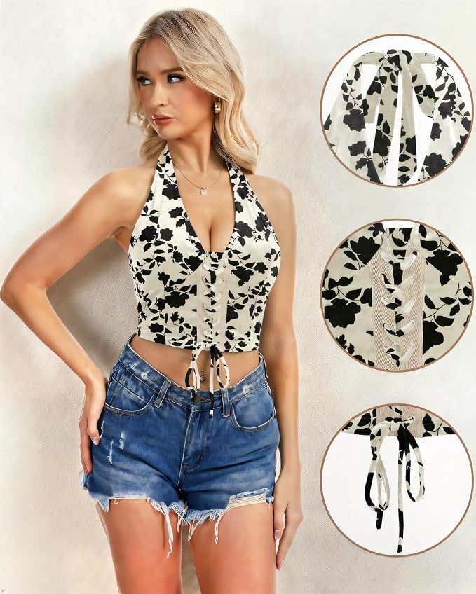 14 White Black Floral