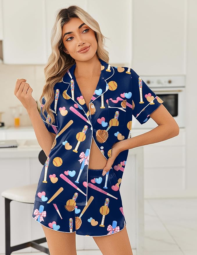 Dark Blue Baseball Print