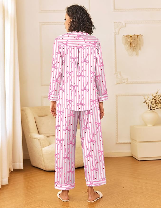 Pink White Stripe With Bow