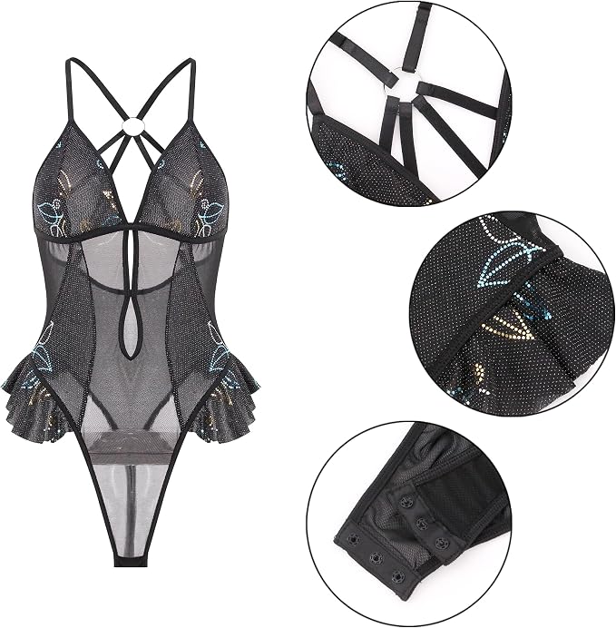 Black Rhinestone Flower