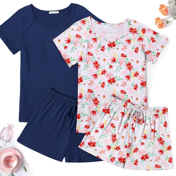 White Floral Print/Navy