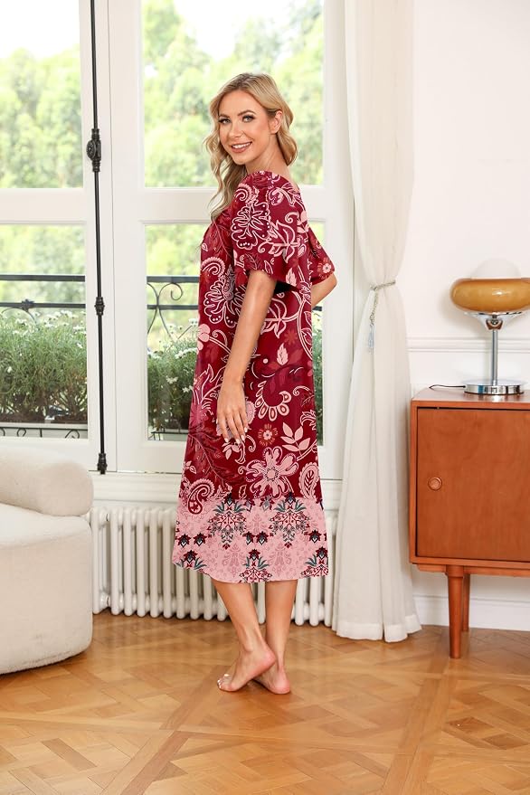 Floral Dark Red