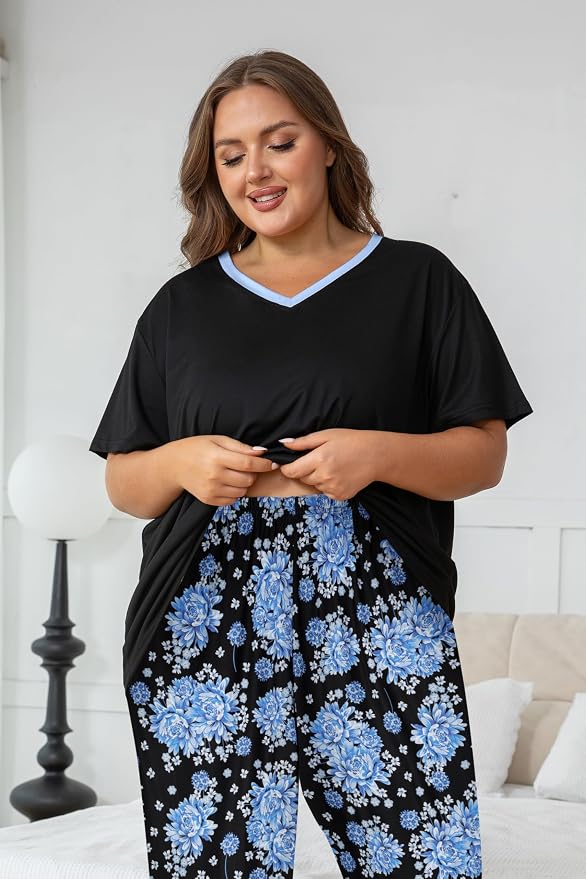 Blue Flowers/Black