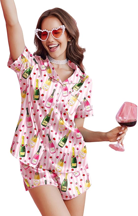 Pink Stripe Champagne Print
