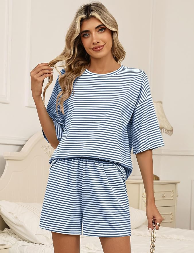 White Blue Striped