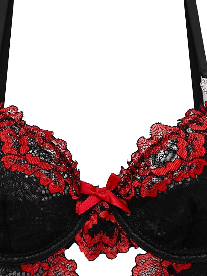 Floral Black Red