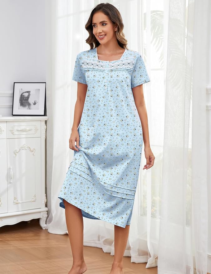 Short Sleeve-blue Flower