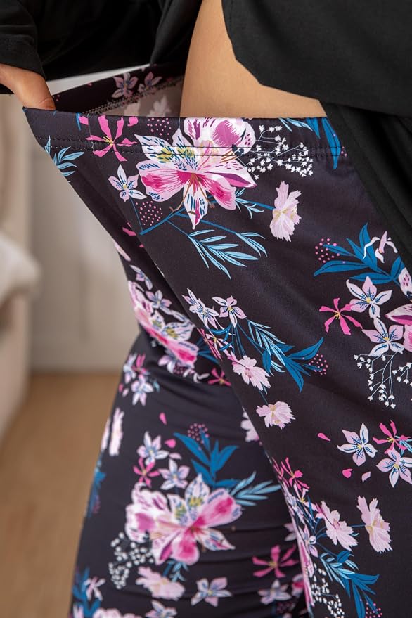 Purple Blue Floral/Black