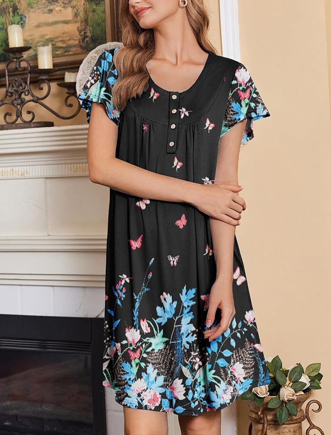 Bohemian Flowers Blue/Butterfly Black