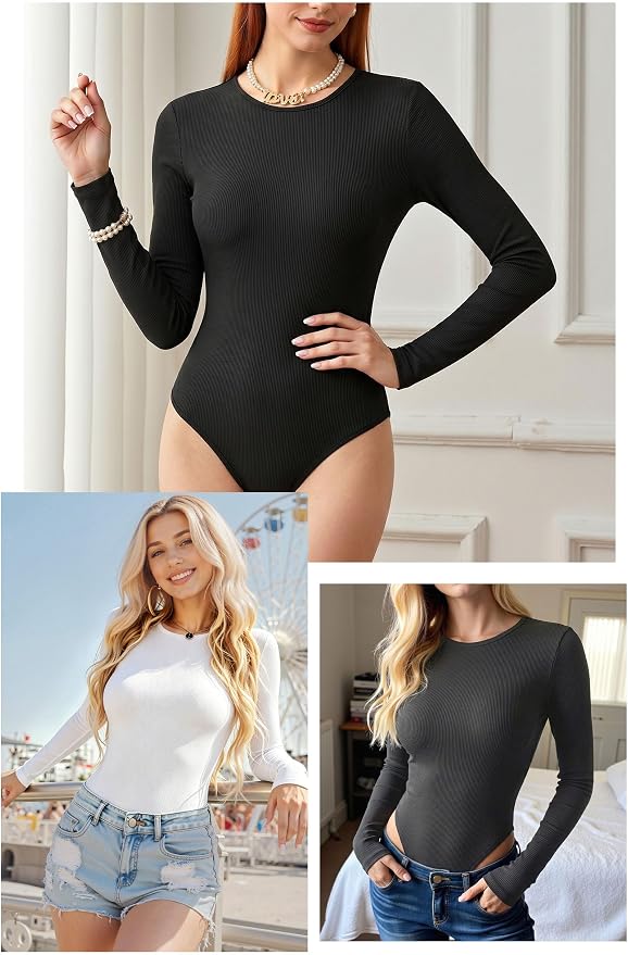 3-pack Black White Gray Long Sleeve
