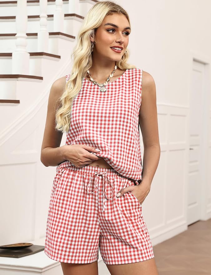 Watermelon Red & White Checkered