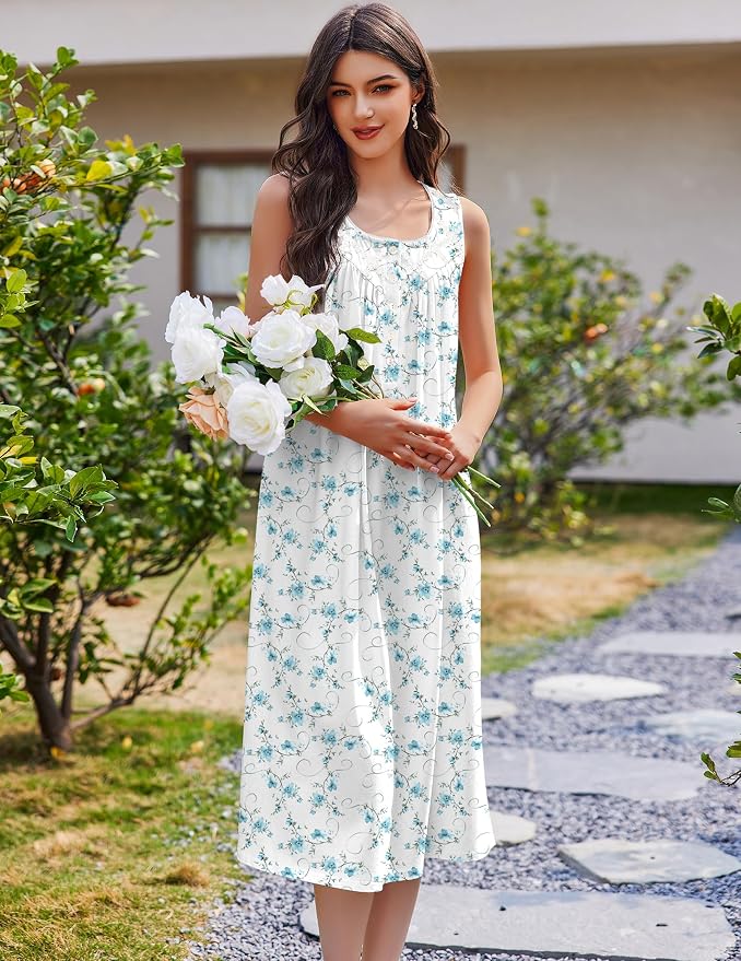 White Blue Florals