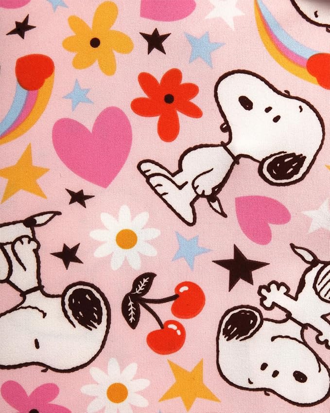 Pink Snoopy Flowers & Cherries Print