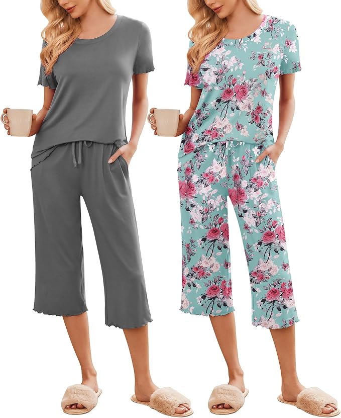 Grey/Rose Print