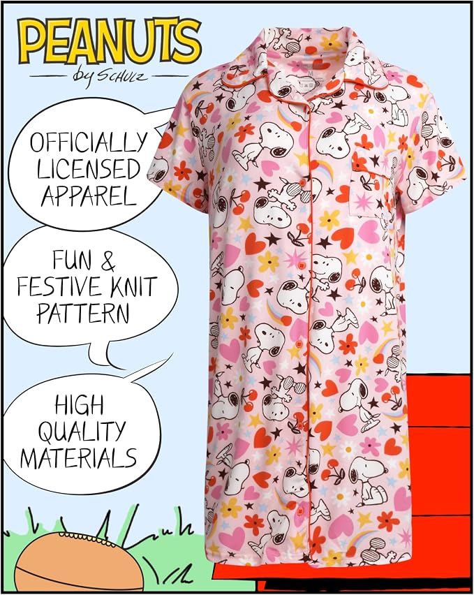 Pink Snoopy Flowers & Cherries Print