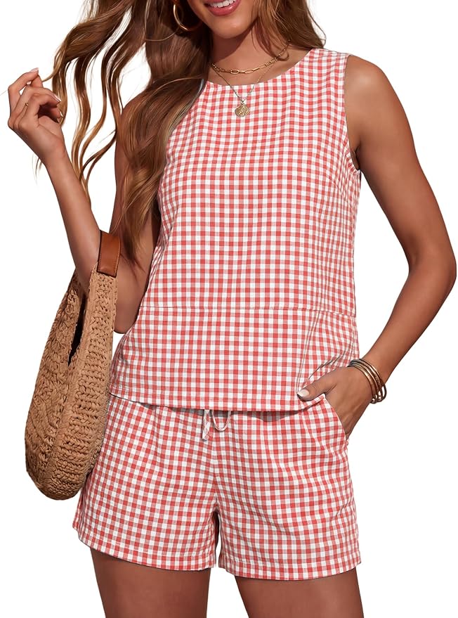 Watermelon Red & White Checkered