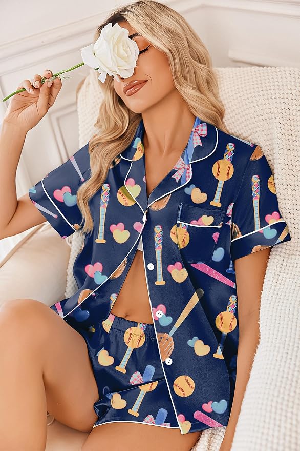 Dark Blue Baseball Print