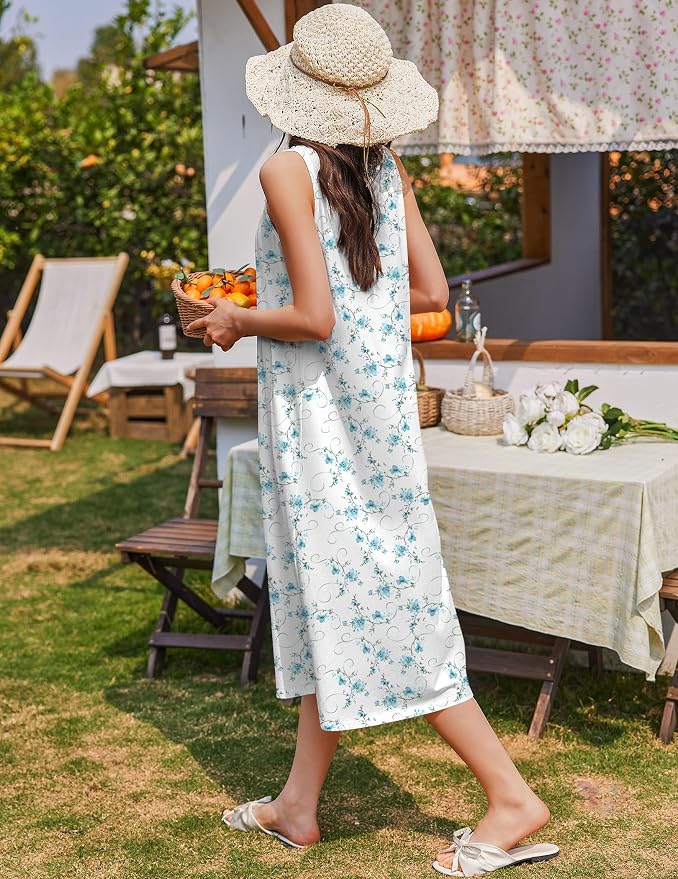 White Blue Florals