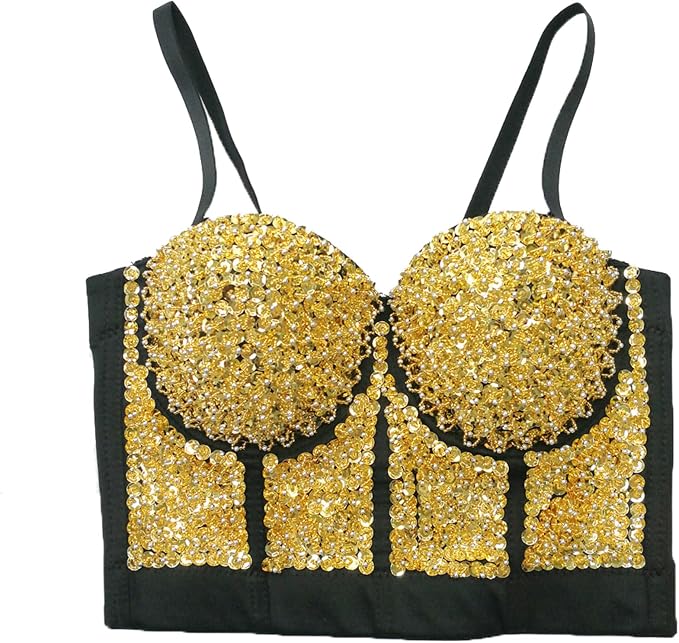 Sequin Bustier Crop Top Gold