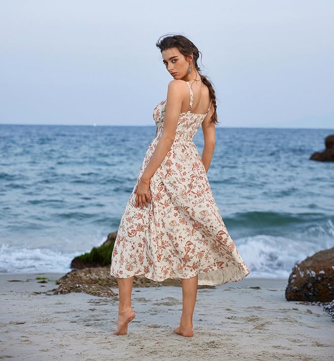 Beige Orange Floral