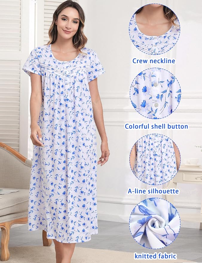 Knit-60% Cotton Blue Morning Glory on White