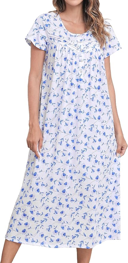 Knit-60% Cotton Blue Morning Glory on White