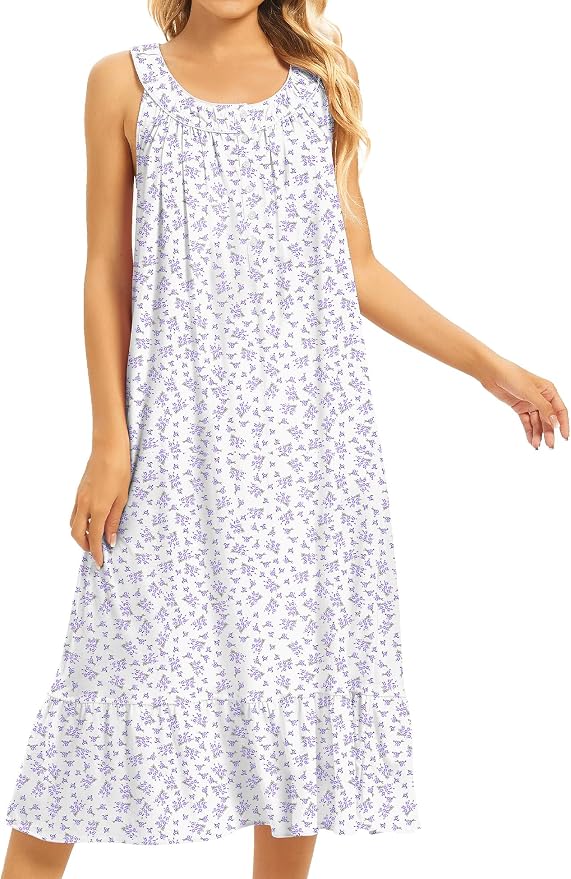 Knit-100% Cottonwhite Background,purple Flowers