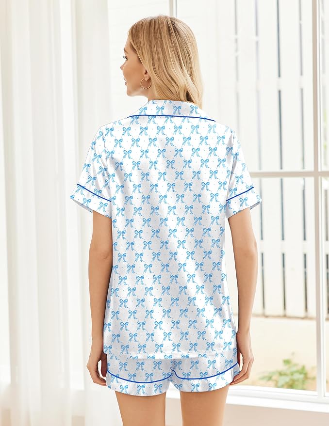 D-bow Knot White Blue