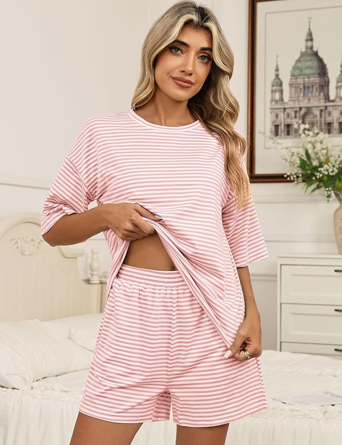 White Pink Striped