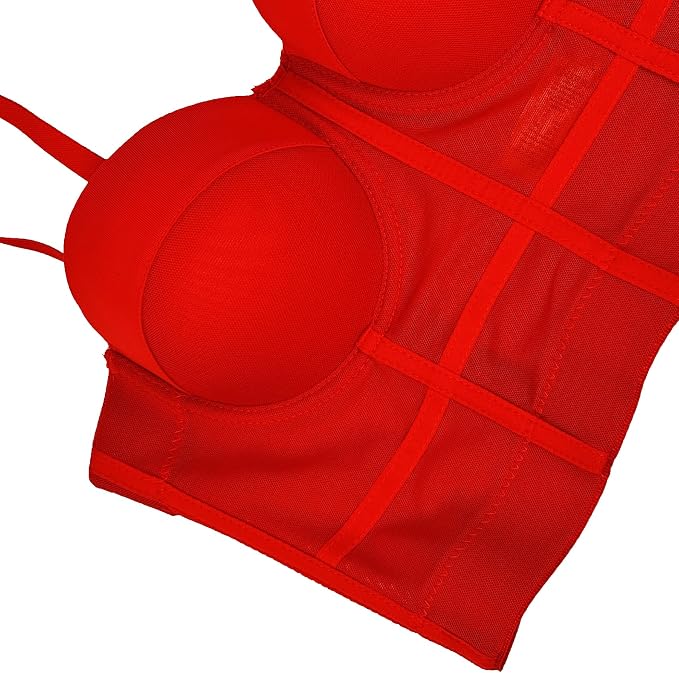 Mesh Breath Crop Top Red