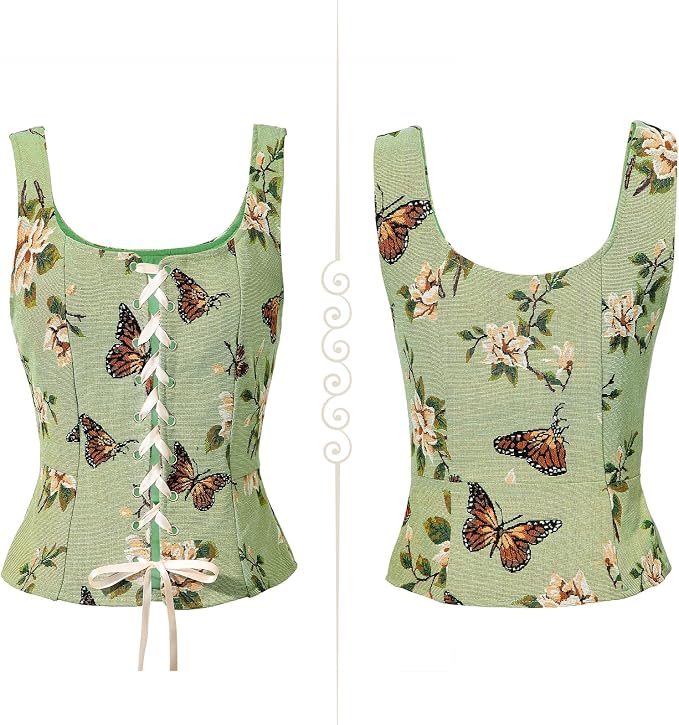 Green Floral Corset