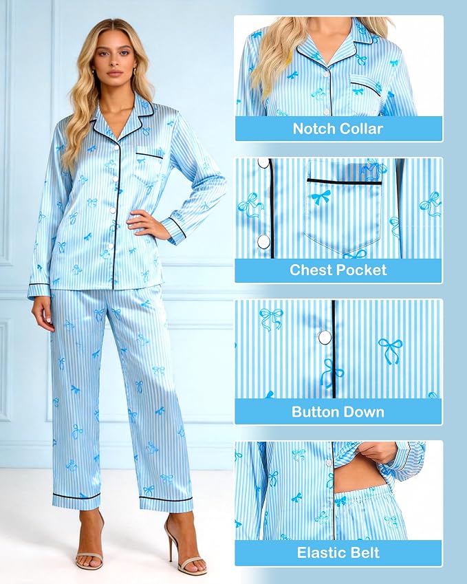 Blue Stripes Bow