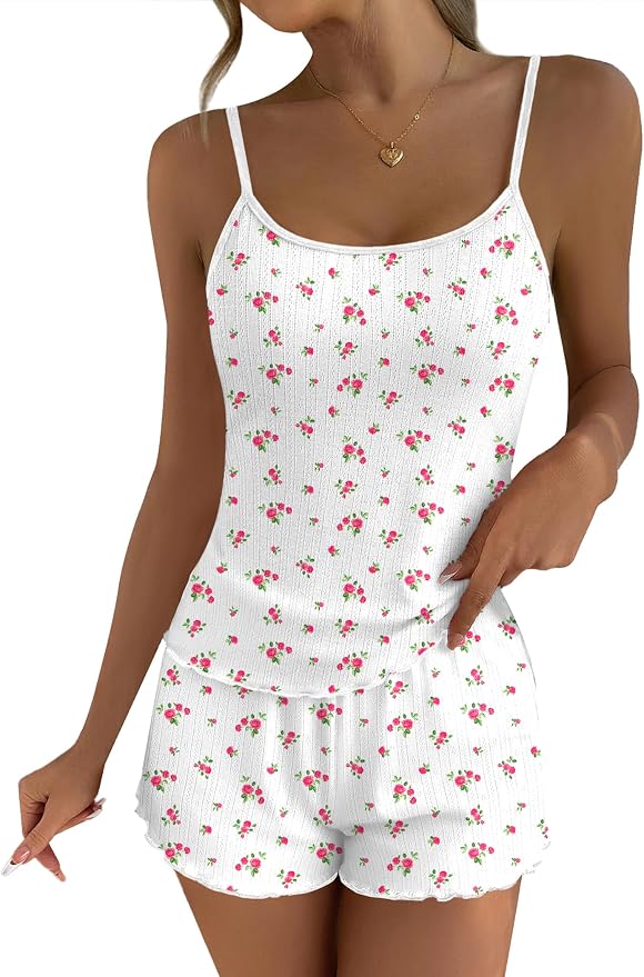 Pink Floral on White