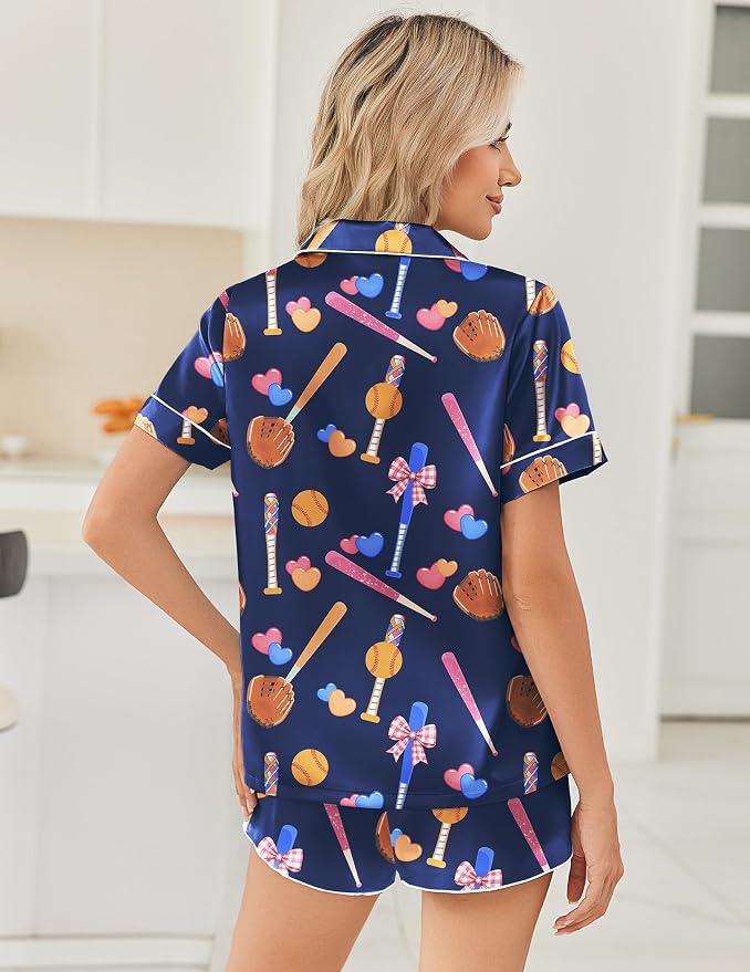 Dark Blue Baseball Print