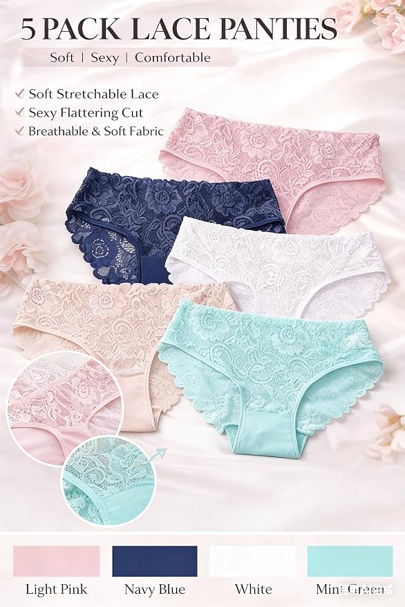 5 Pack( Pink*1, Dark Blue*1, Green*1,white*1,off White*1)