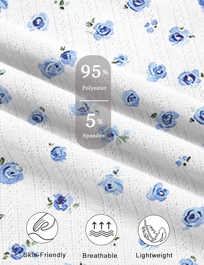 White Blue Florals