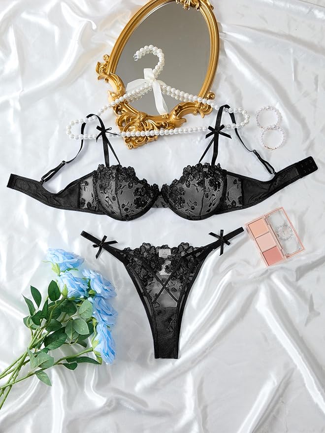 Bow Flower Black