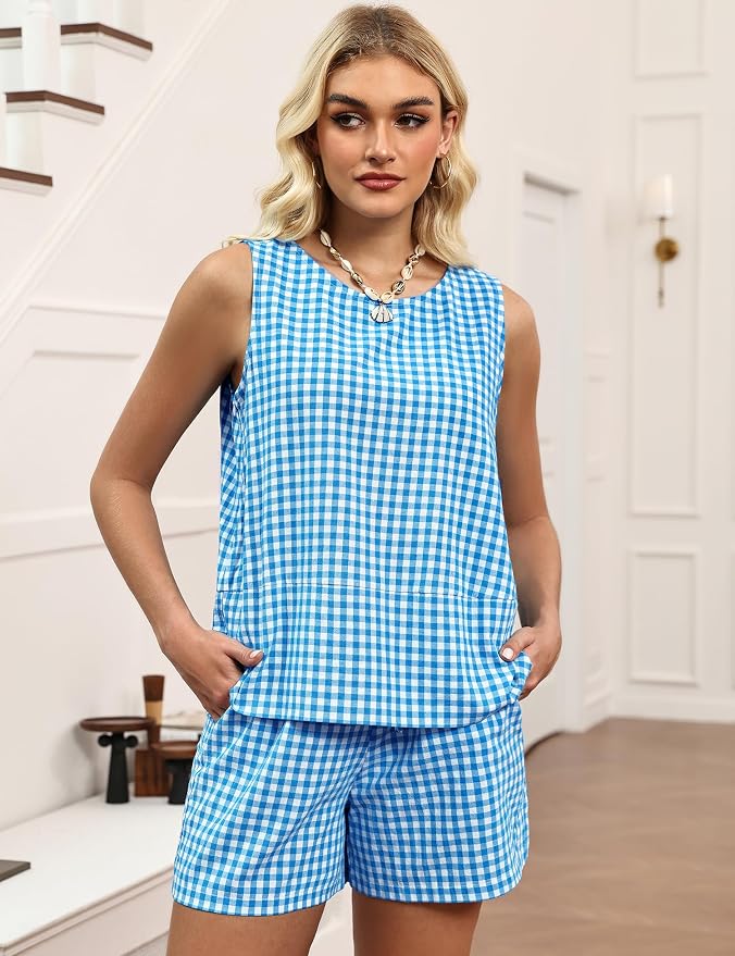 Lake Blue & White Checkered