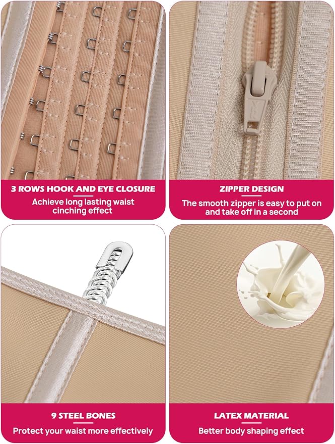 Beige (7'' Short Torso, 9 Steel Bones, Zipper)