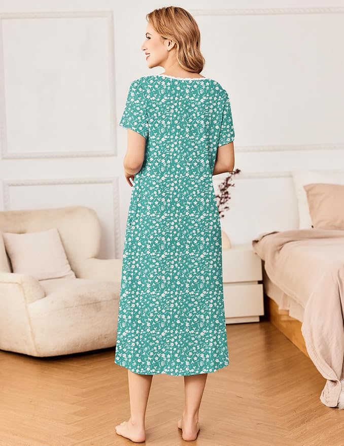 Green White Floral