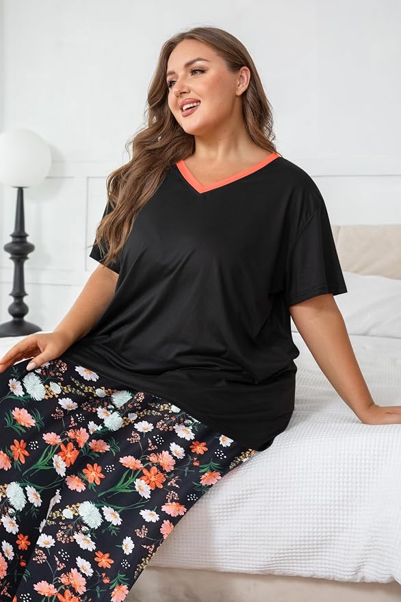 Orange Floral/Black
