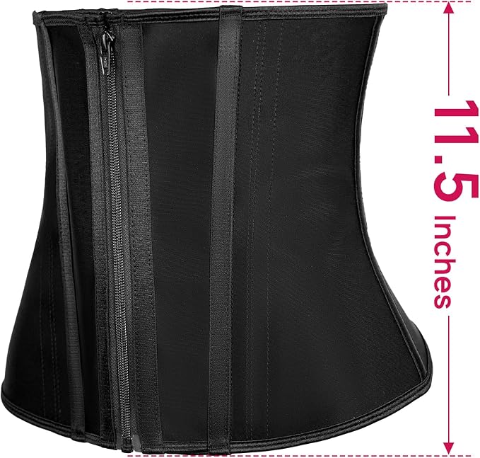 Black (11.5'' Short Torso, 9 Steel Bones, Zipper)